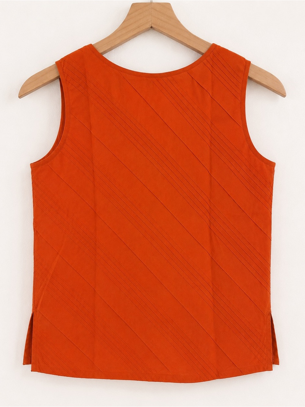 NWT ANOKHI Organic Cotton Pintuck Top Orange XS - Picture 2 of 6
